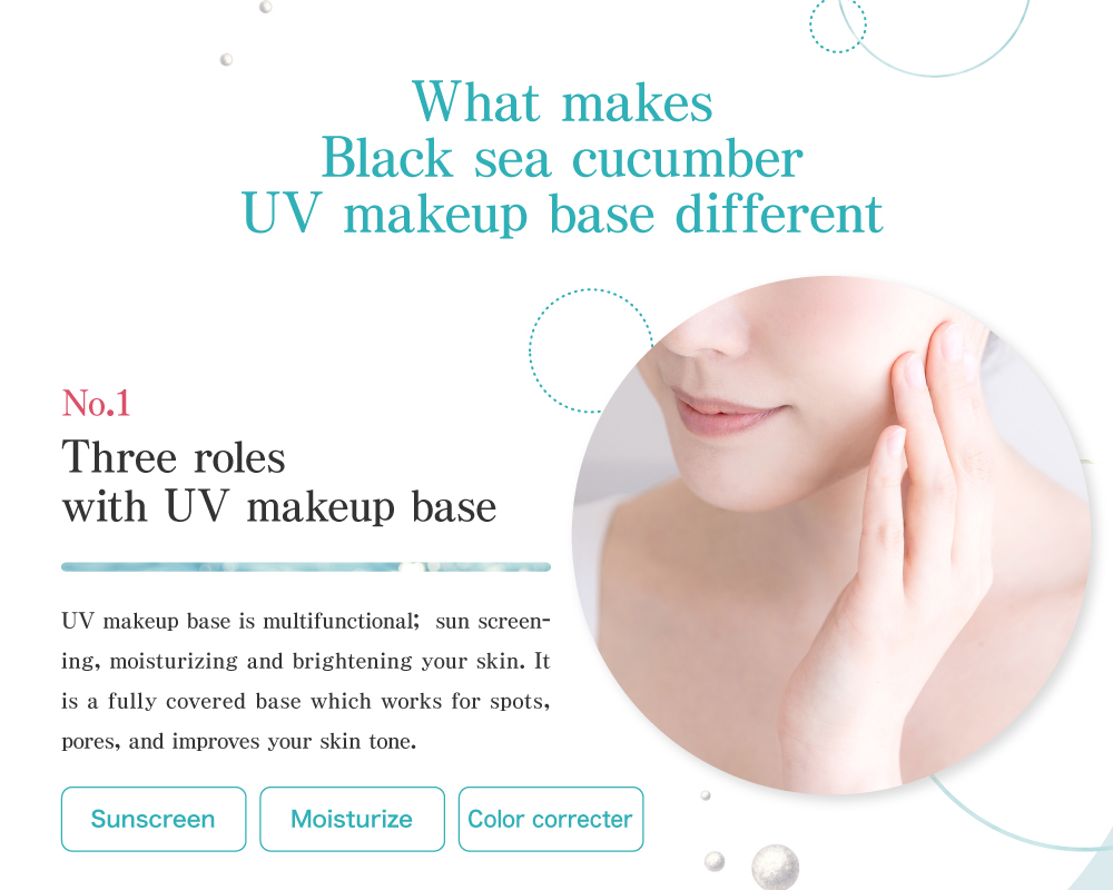 UV makeup base is multifunctional;  sun screening, moisturizing and brightening your skin. It is a fully covered base which works for spots, pores, and improves your skin tone.